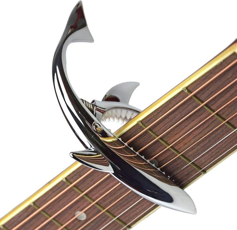 JINWEE Shark Guitar Capo Pretty Cool Capo for Electric Acoustic Classical Guitar Ukulele Zinc Alloy Spring Capo (silver) - Image 2